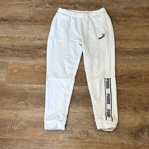Puma Kids White Sweatpants with Logo